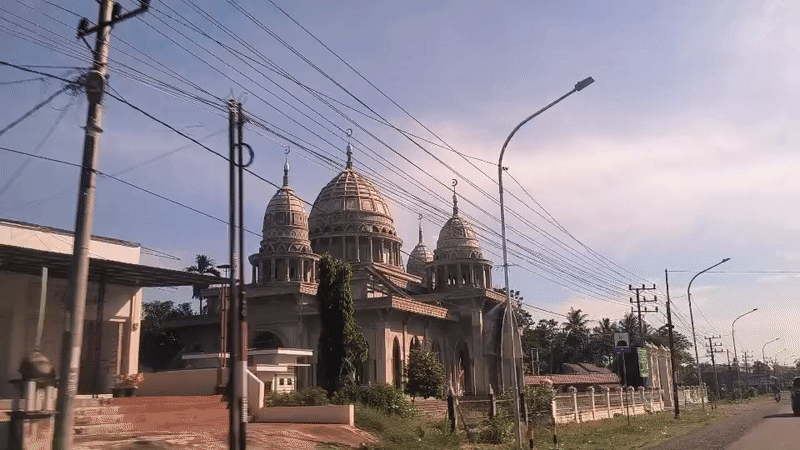 Building with three domed towers recorded in Leuhob, Indonesia