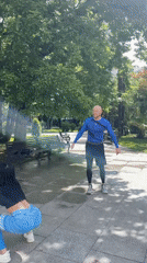 Morning fitness group exercises in Sochi park