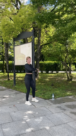 Morning fitness group exercises in Sochi park