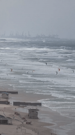 Stormy weather brings rough seas to Bat Yam beach