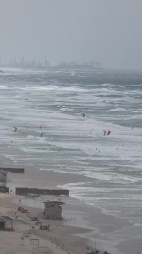 Stormy weather brings rough seas to Bat Yam beach
