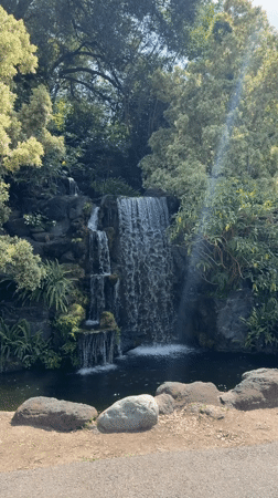 Waterfall feature documented at Arcadia park location