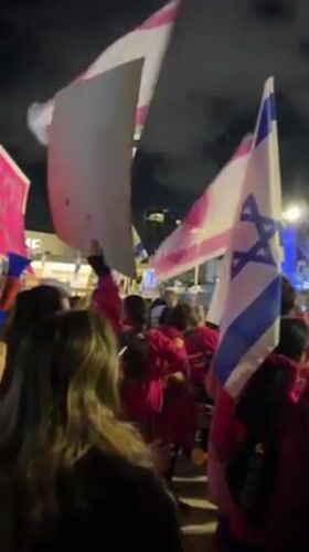 Anti-government protesters rally in Tel Aviv with political signs