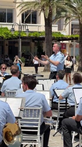 Brass band performs outdoor concert in Boreti, Montenegro