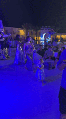 Blue-lit outdoor performance night in Sharm El Sheikh