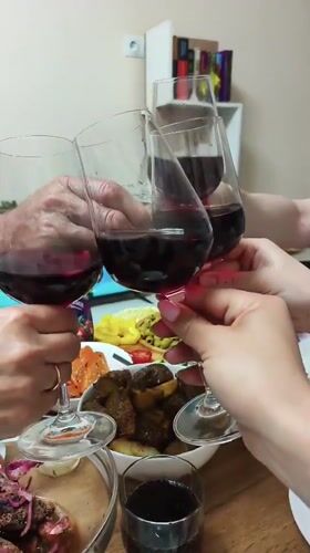 Birthday celebration dinner party documented in Ternopil, Ukraine