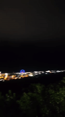 Nighttime panoramic views captured of Gagra, Abkhazia from elevated position