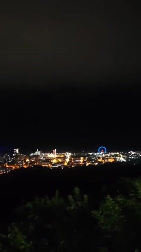 Nighttime panoramic views captured of Gagra, Abkhazia from elevated position