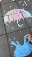 Chalk art session creates weather and play drawings