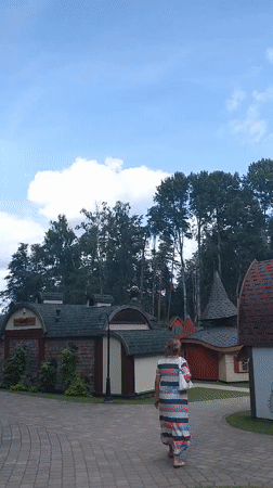Fairy-tale village and market stalls in Kroņauce, Latvia