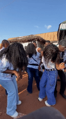 Young people celebrate with dancing in Durimi, Nigeria streets