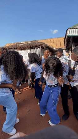 Young people celebrate with dancing in Durimi, Nigeria streets