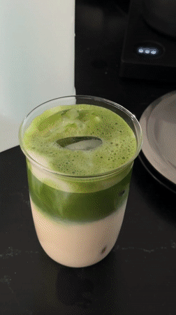 Matcha latte preparation observed in Zapopan cafe