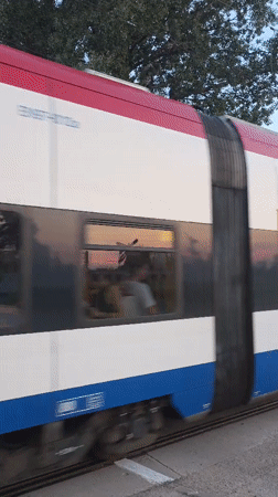 Warsaw trains and transit activity caught at dusk