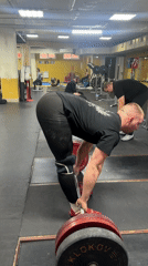Weightlifter prepares for heavy lift at Blagoveshchensk gym