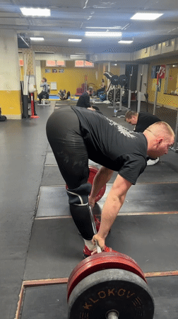 Weightlifter prepares for heavy lift at Blagoveshchensk gym