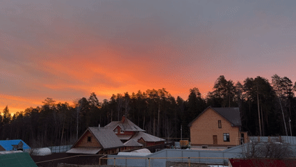 Sunset documented over Chaikovsky residential area, Russia