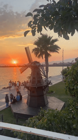 Golden hour along Fethiye's waterfront on a summer evening