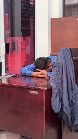 Early morning scenes documented in Lhokseumawe include sleeping, cameras, officials