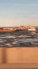 Spring waterways observed in Chaikovsky harbor and highway