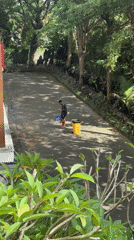 Early morning street cleaning observed in Kuta Selatan