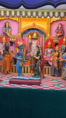 Hindu religious displays featuring deity figurines documented in Varanasi temples