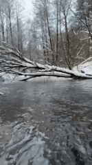 Winter river scenes documented in Belarus countryside