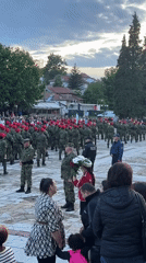 Military parade draws crowds in Kalofer town square