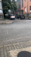 Heavy rain floods streets in Yambol, Bulgaria Tuesday morning