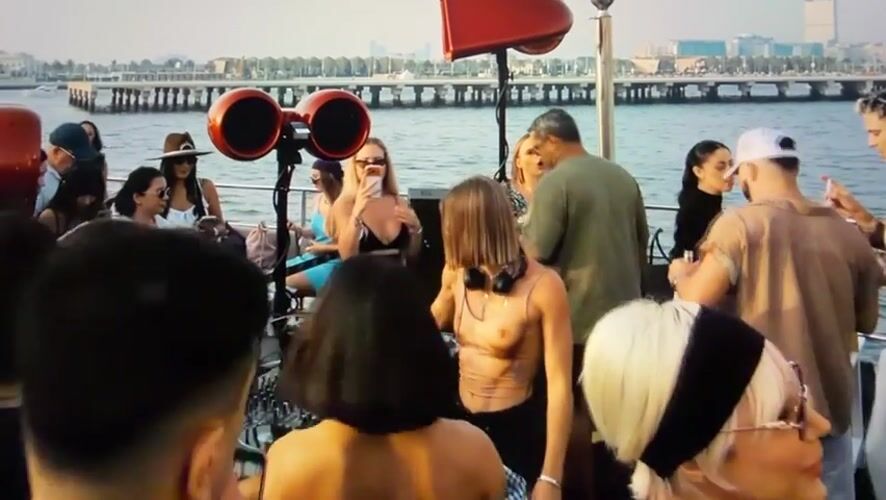 DJ set and dancing on a boat party near Warsaw