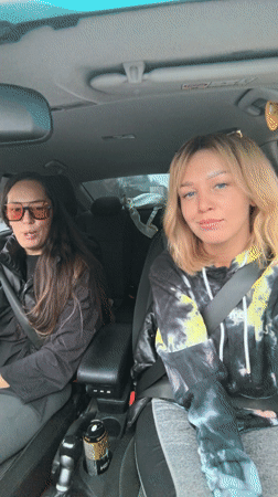 Two women spotted in car front seats in Russia