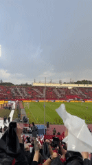Sofia soccer fans stage red-white card display during match