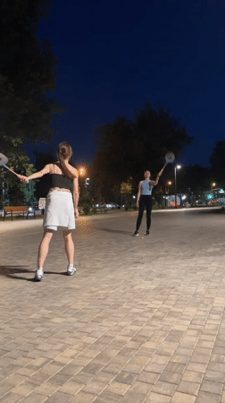 Late evening badminton in a Krasnogorsk park