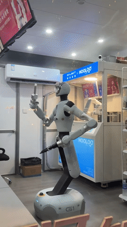 GALBOT humanoid robots displayed at Pudong shopping mall
