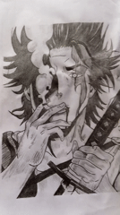Pencil sketches of anime and comic characters in progress