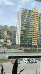 Apartment window view captured in Murino, Russia