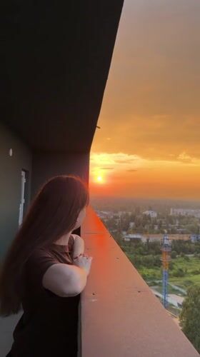 Sunset over Kyiv seen from high-rise vantage points