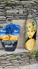 Spiritual art and carvings documented along Bhagsu mountain paths