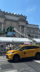 White tent erected at Metropolitan Museum entrance