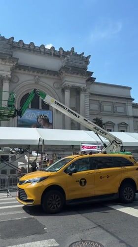 White tent erected at Metropolitan Museum entrance