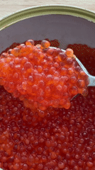 Buttered toast topped with salmon roe, Rome afternoon