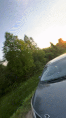 Woman takes roadside selfies in Ilyinsky, Russia
