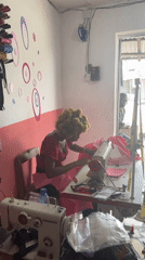 Tailor shop documented during morning work session in Badagry