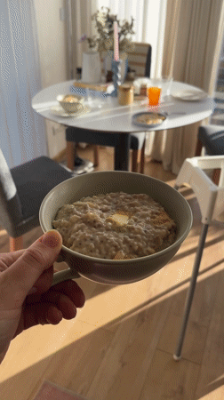 Morning oatmeal breakfast observed in Rhineland-Palatinate Germany