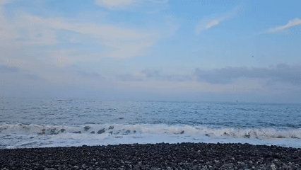 Quiet pebble beach on the Ulsan coast, calm summer morning