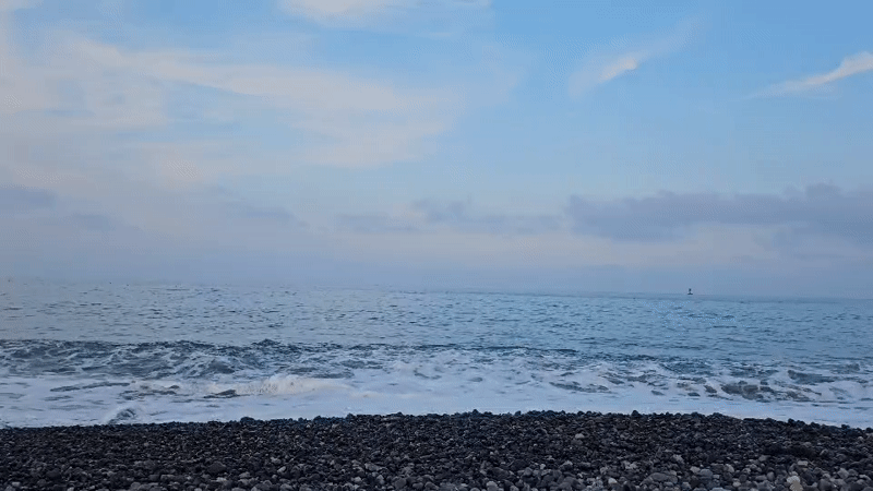 Quiet pebble beach on the Ulsan coast, calm summer morning