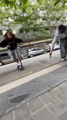 Scooter tricks performed on Barcelona street