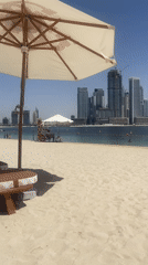 Beach day dining and relaxation captured in Dubai