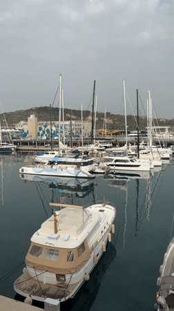 Morning marina scene captured in Barcelona harbor