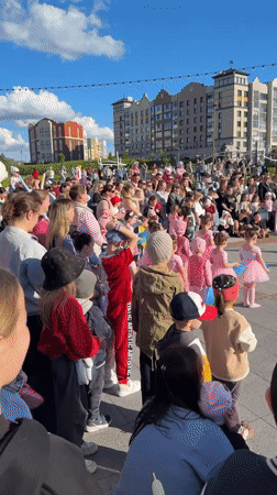 Children perform folk dances in Izhevsk plaza celebration